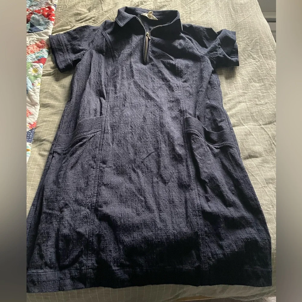 Like new Boden Zip Detail Mini Shift Dress in Navy - Picture 2 of 3